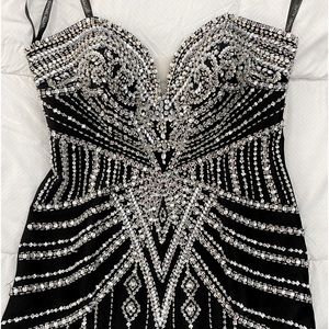 COPY - Gorgeous Rachel Allan evening gown heavily bejeweled.